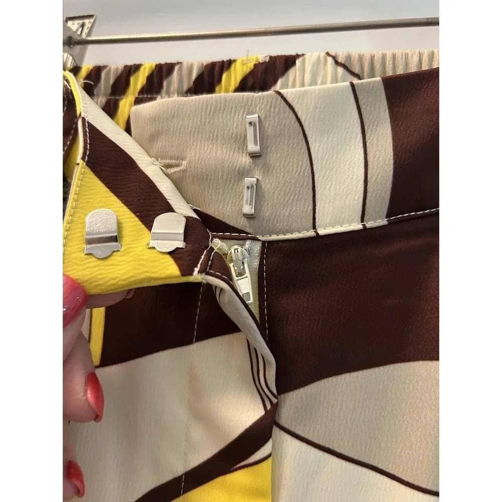 House of harlow Geometric Wide Leg Trousers Yellow Brown High‎ Rise  Pants